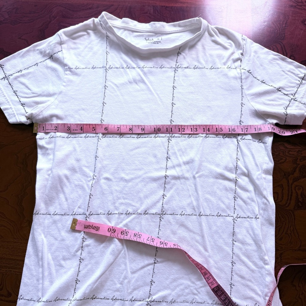 Adrenaline Script Graphic T-Shirt White Small Short Sleeve Crew Neck Cozy Sporty - Picture 10 of 10